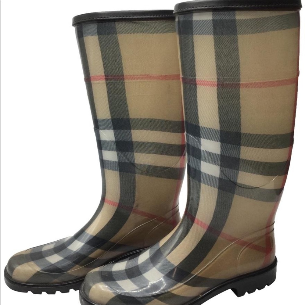 Burberry Nova Check Rain Boots Size 37